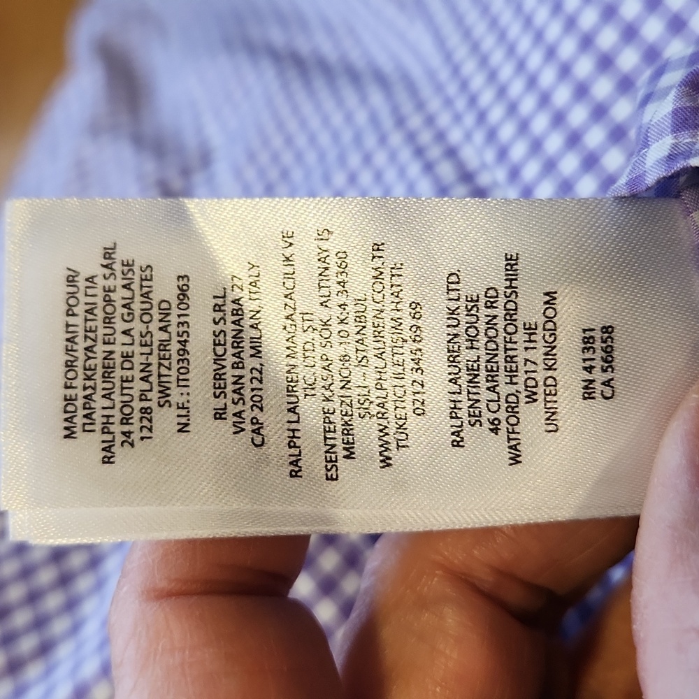 Polo Ralph Lauren Purole White Gingham Size 16 1/2 Custom Fit Button Down Shirt - Picture 13 of 13
